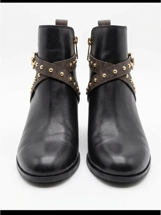 Michael Kors Kincaid Black Leather Studded Moto Boots Women’s Size 9M - Picture 2 of 13